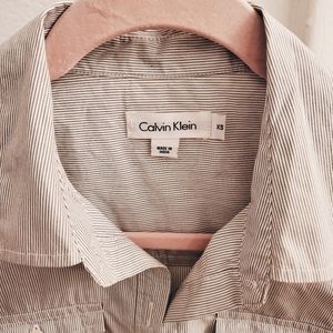 Calvin Klein Light Grey Pinstripe Dress Shirt